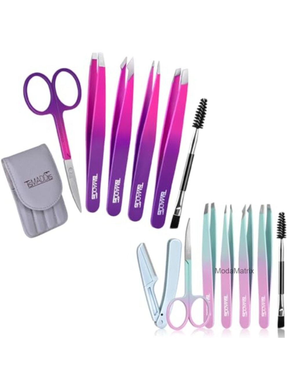 Precision Tweezers Set 13 Pcs Eyebrow Hair Removal Stainless Steel